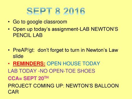 SEPT Go to google classroom