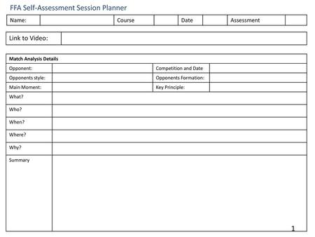 FFA Self-Assessment Session Planner