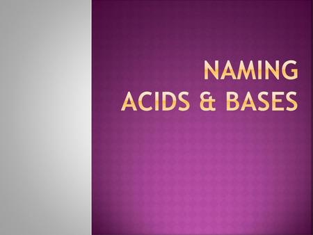 Naming Acids & Bases.