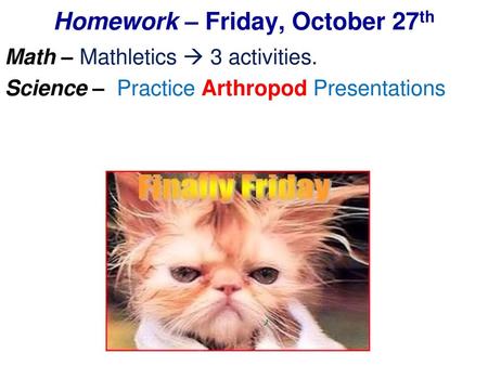 Homework – Friday, October 27th