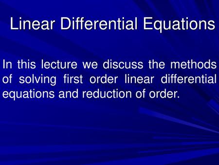 Linear Differential Equations