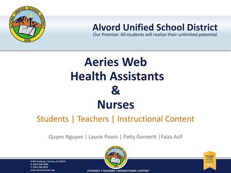 Aeries Web Health Assistants & Nurses