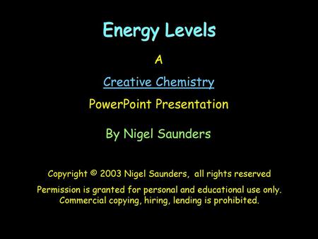 Energy Levels A Creative Chemistry PowerPoint Presentation