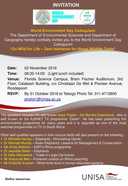 INVITATION World Environment Day Colloquium