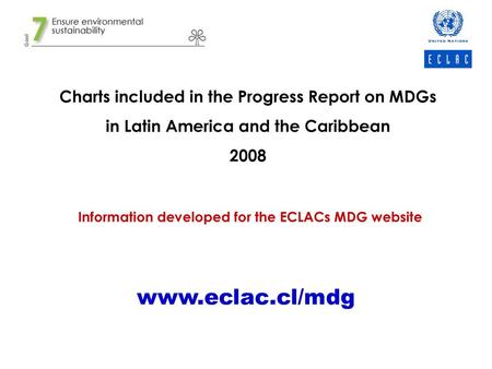 Charts included in the Progress Report on MDGs