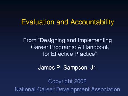 Evaluation and Accountability