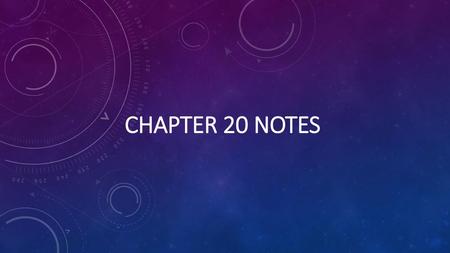 Chapter 20 Notes.