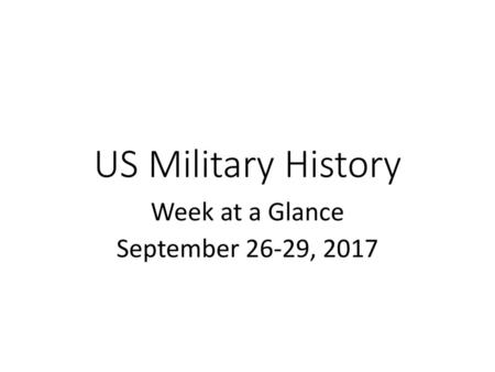 Week at a Glance September 26-29, 2017