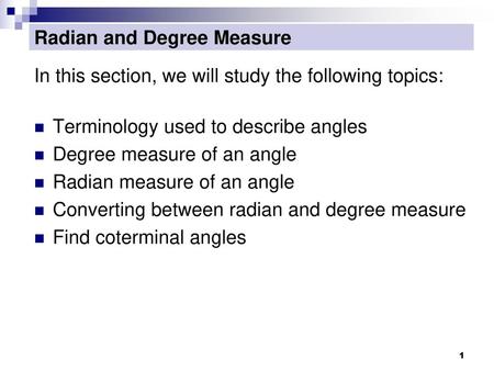 Radian and Degree Measure