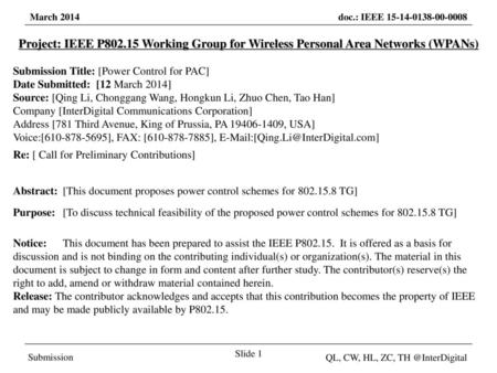 Submission Title: [Power Control for PAC]