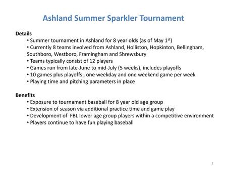 Ashland Summer Sparkler Tournament