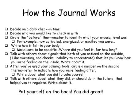 How the Journal Works Decide on a daily check-in time