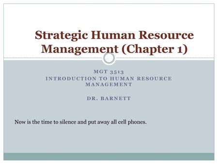 Strategic Human Resource Management (Chapter 1)