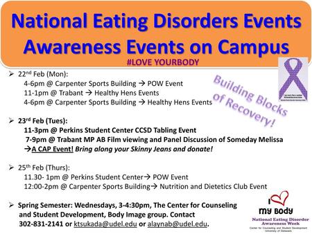 National Eating Disorders Events Awareness Events on Campus