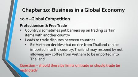 Chapter 10: Business in a Global Economy