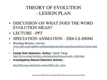 THEORY OF EVOLUTION - LESSON PLAN