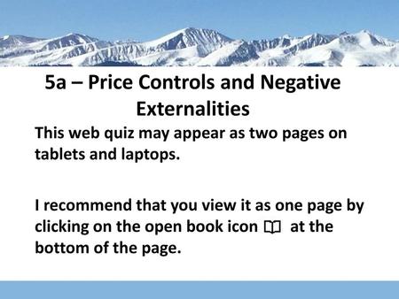 5a – Price Controls and Negative Externalities