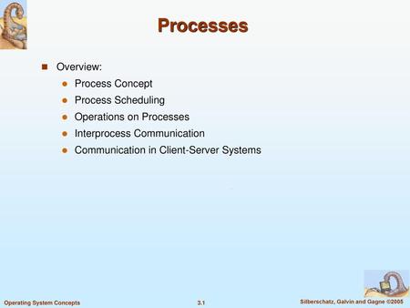 Processes Overview: Process Concept Process Scheduling