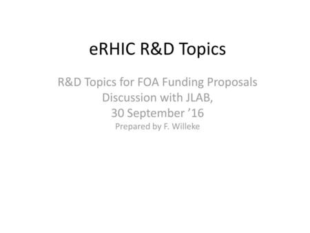 R&D Topics for FOA Funding Proposals