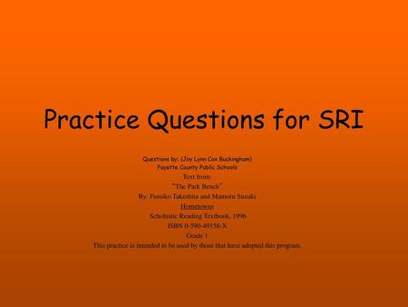 Practice Questions for SRI