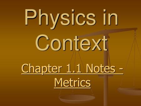 Chapter 1.1 Notes - Metrics