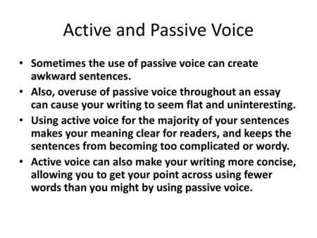 Active and Passive Voice