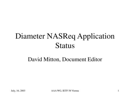 Diameter NASReq Application Status