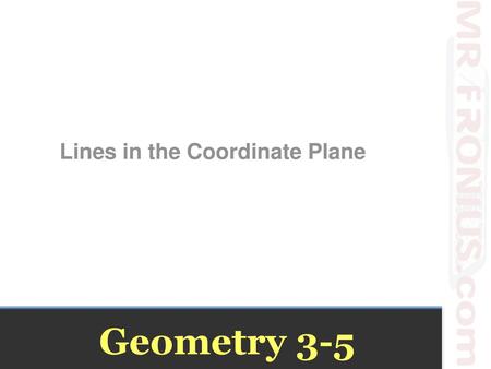 Lines in the Coordinate Plane