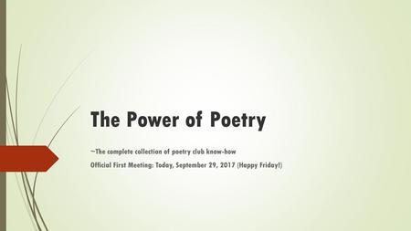 The Power of Poetry ~The complete collection of poetry club know-how