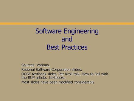 Software Engineering and Best Practices