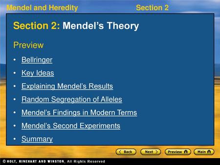 Section 2: Mendel’s Theory