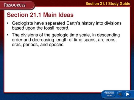 Section 21.1 Study Guide Section 21.1 Main Ideas