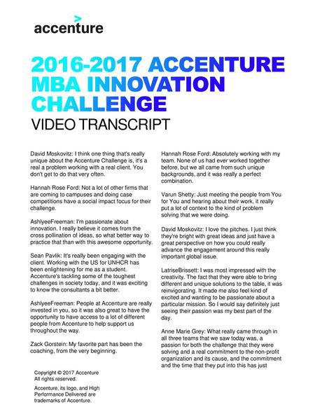 Accenture mba innovation challenge VIDEO TRANSCRIPT