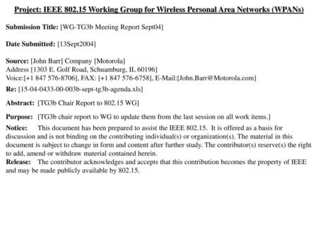 Submission Title: [WG-TG3b Meeting Report Sept04]