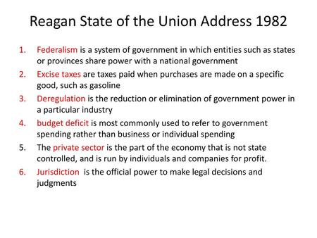 Reagan State of the Union Address 1982