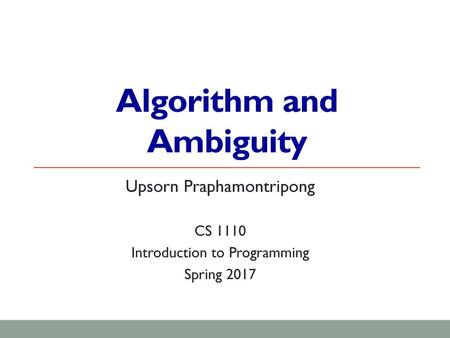 Algorithm and Ambiguity