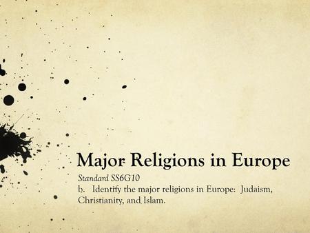 Major Religions in Europe