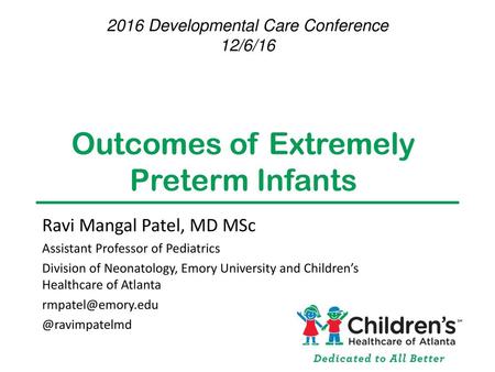 Outcomes of Extremely Preterm Infants