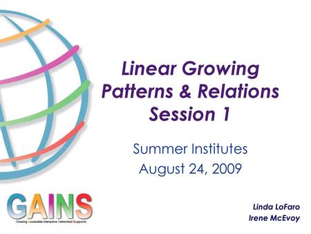 Linear Growing Patterns & Relations Session 1