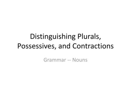 Distinguishing Plurals, Possessives, and Contractions