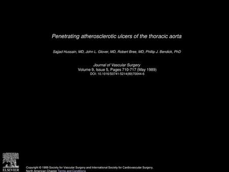 Penetrating atherosclerotic ulcers of the thoracic aorta