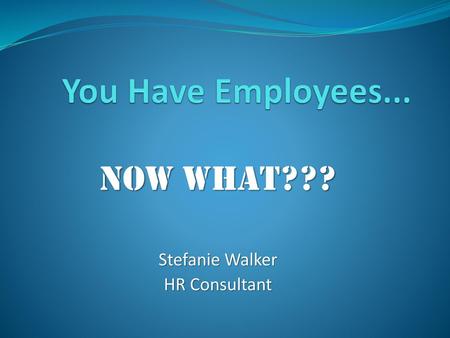 Now What??? Stefanie Walker HR Consultant