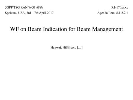 WF on Beam Indication for Beam Management