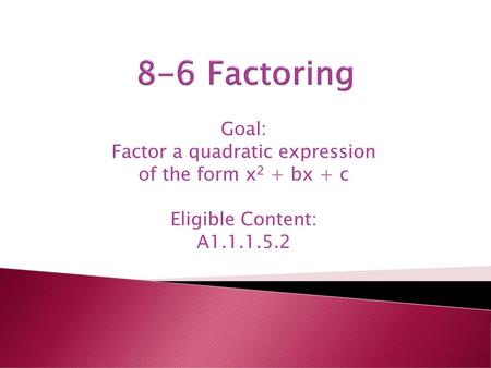 Factor a quadratic expression