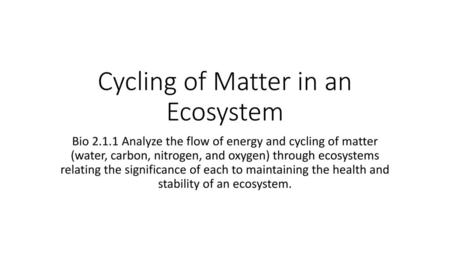 Cycling of Matter in an Ecosystem