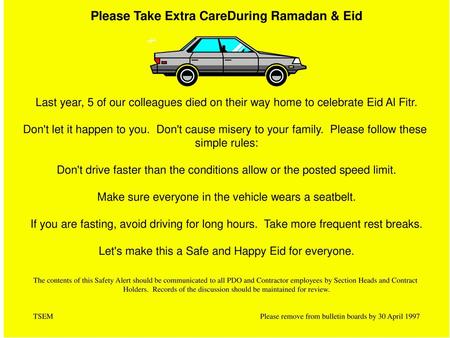 Please Take Extra CareDuring Ramadan & Eid