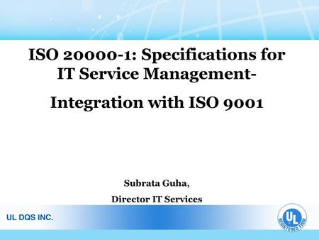 ISO : Specifications for IT Service Management-