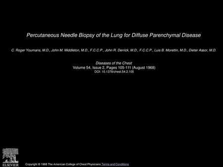 Percutaneous Needle Biopsy of the Lung for Diffuse Parenchymal Disease