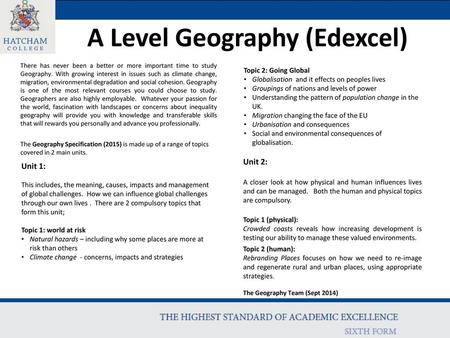 A Level Geography (Edexcel)