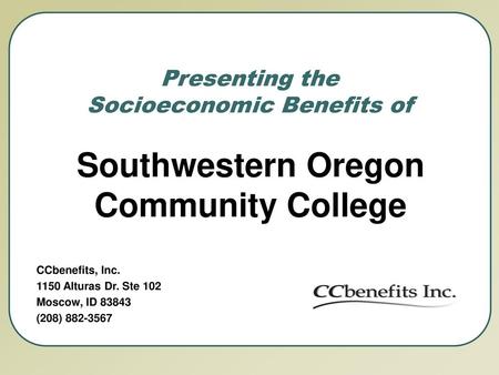 Presenting the Socioeconomic Benefits of